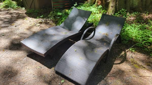2 Outdoor wicker loungers