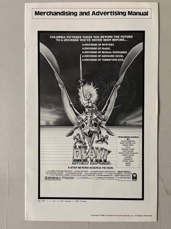 Original uncut advertising guide for the 1981 film HEAVY METAL!