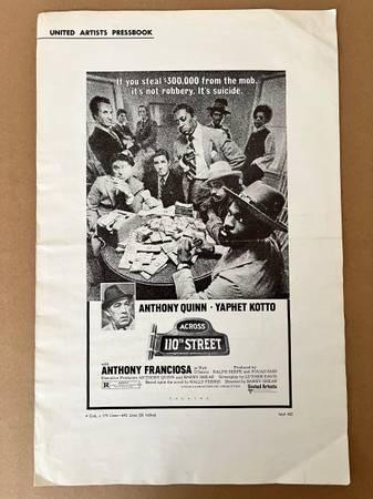 Original uncut pressbook for 1972's blaxploitation ACROSS 110TH STREET