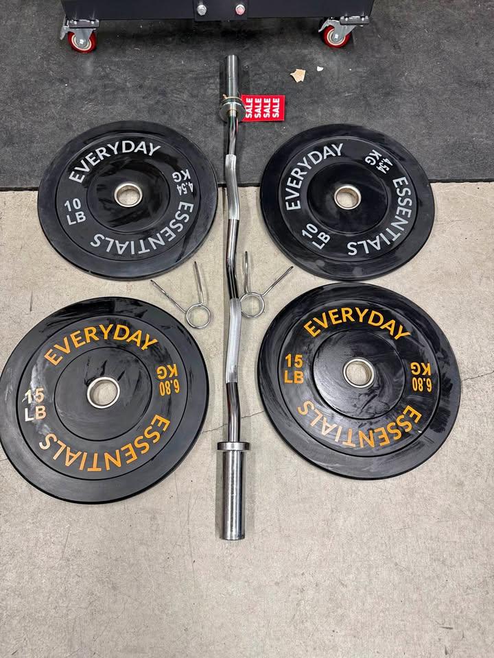 Olympic Curl Bar & Bumper Plates