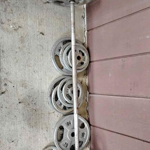 Threaded Barbell with Cast Iron Weight Plates