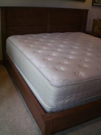 King size wood bed frame with mattress set