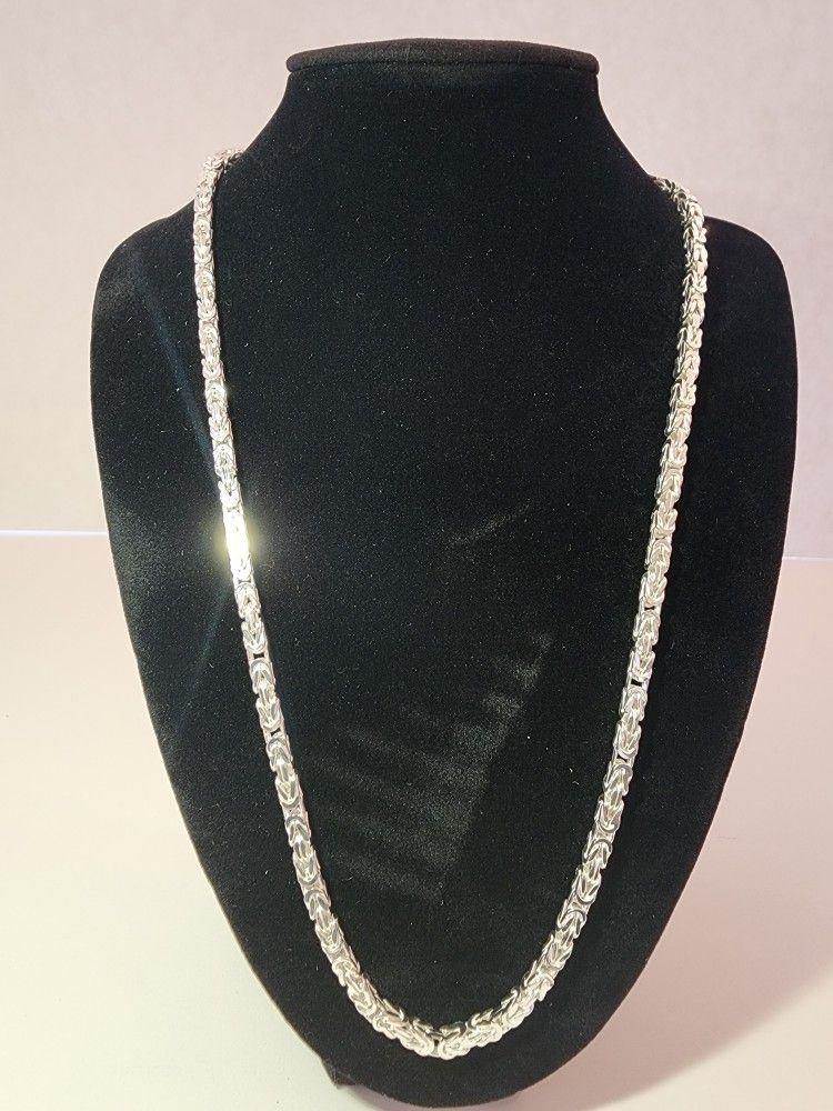 24" .925 Sterling Silver Byzantine Necklace