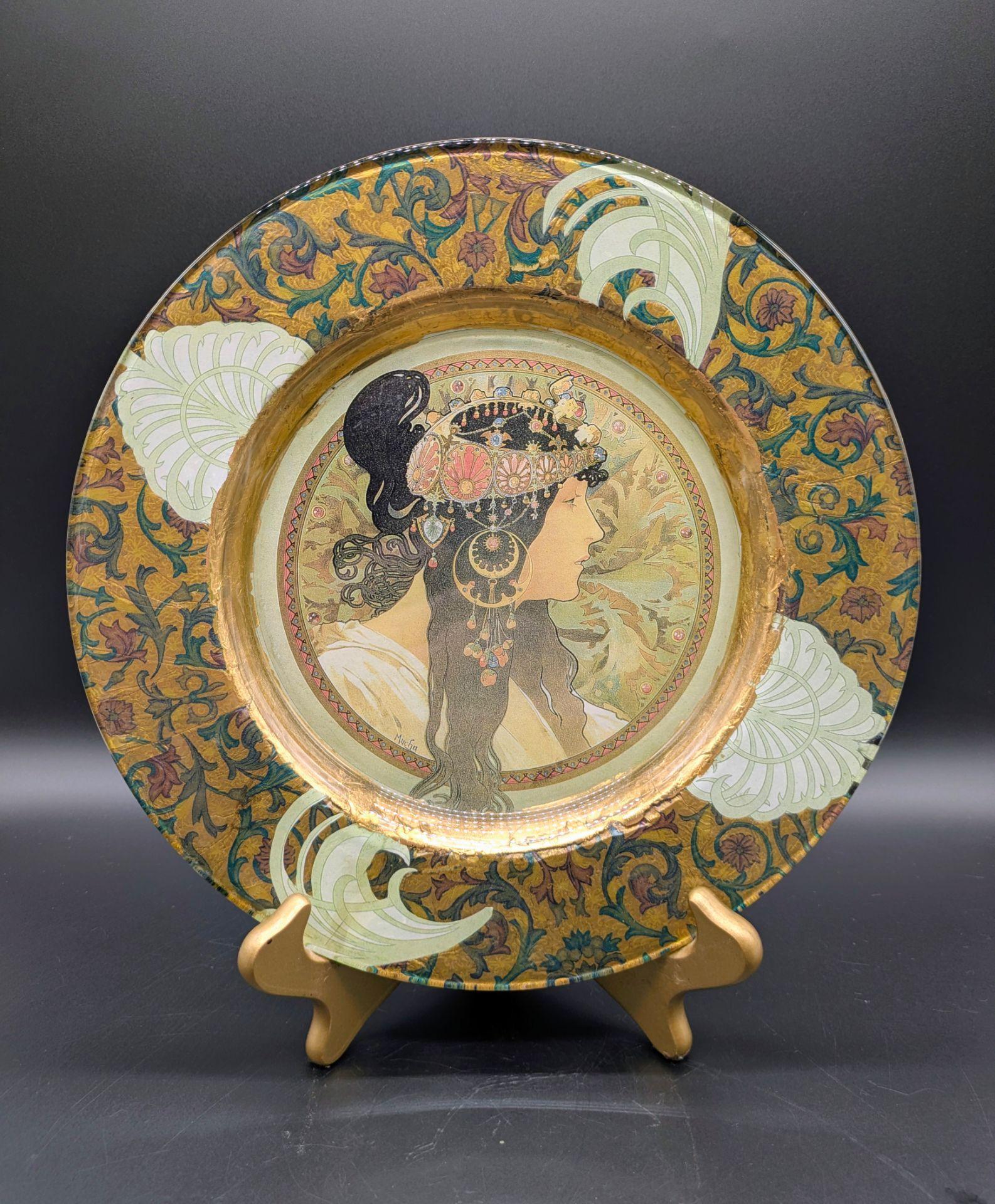 Vintage 10.5" Handcrafted Decorative Plate: after Mucha
